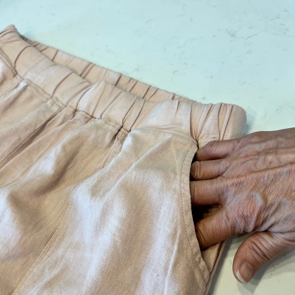 Zenana Pink, Blush Linen Wide Leg Pants Size 1X